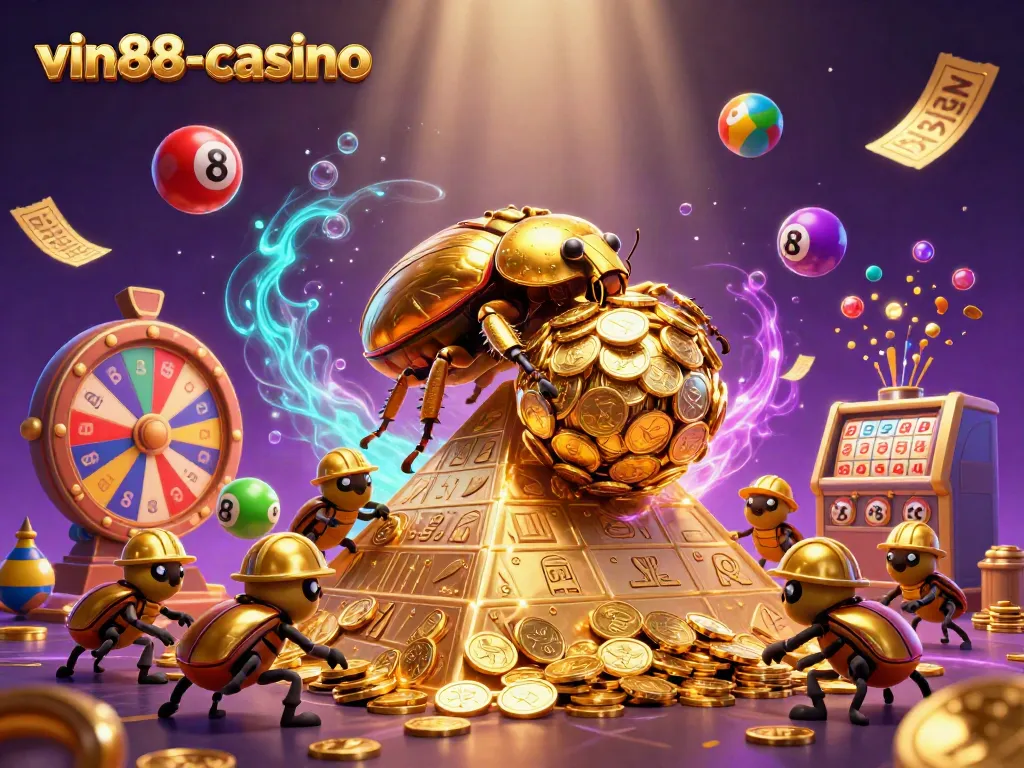 Experience thrilling gameplay at vin88-casino with colorful lottery balls and exciting casino elements.