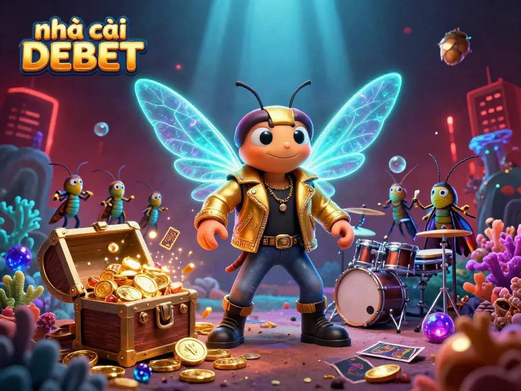 Engage with the action at nhà cái DEBET featuring exciting underwater scenes with vibrant characters and casino elements.
