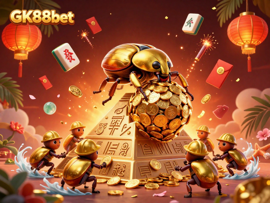 Experience the thrilling action of GK88bet with a vibrant casino-themed illustration full of excitement and energy.
