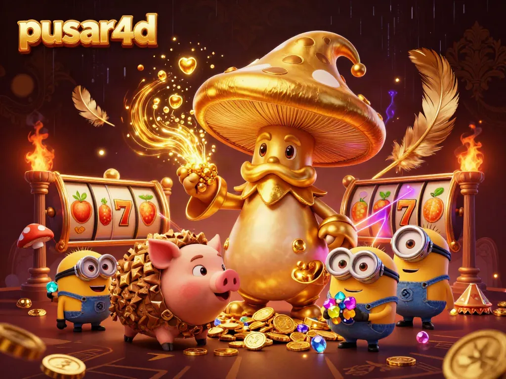 Engage in the thrilling world of pusar4d, where golden magic and treasure collide in an exciting casino illustration.