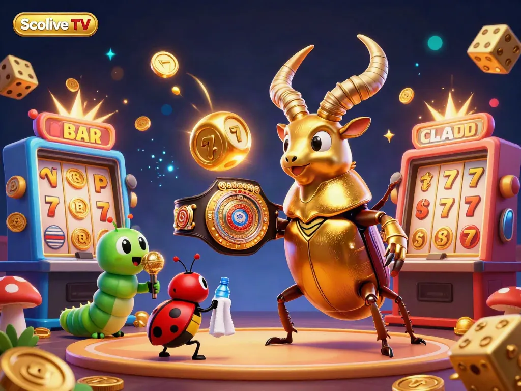 Join the excitement at Socolive TV with colorful casino elements exploding around energetic characters in a dynamic scene.
