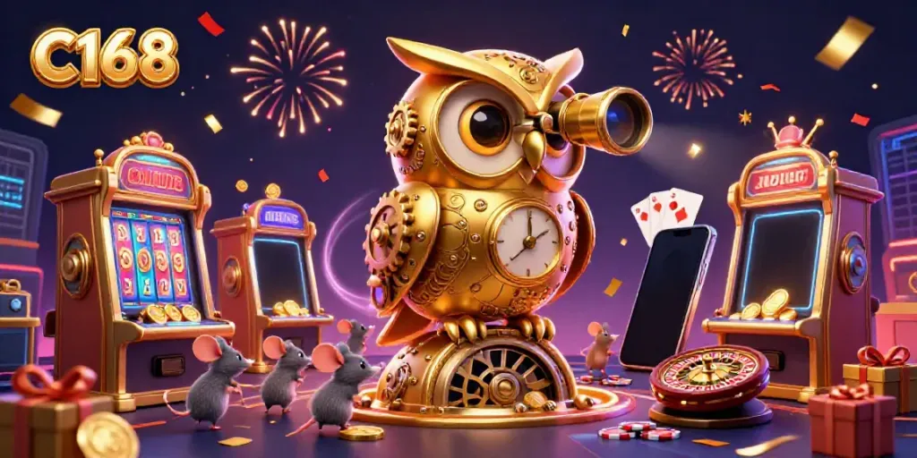 Experience the excitement of C168 casino with vibrant slot games and engaging characters.
