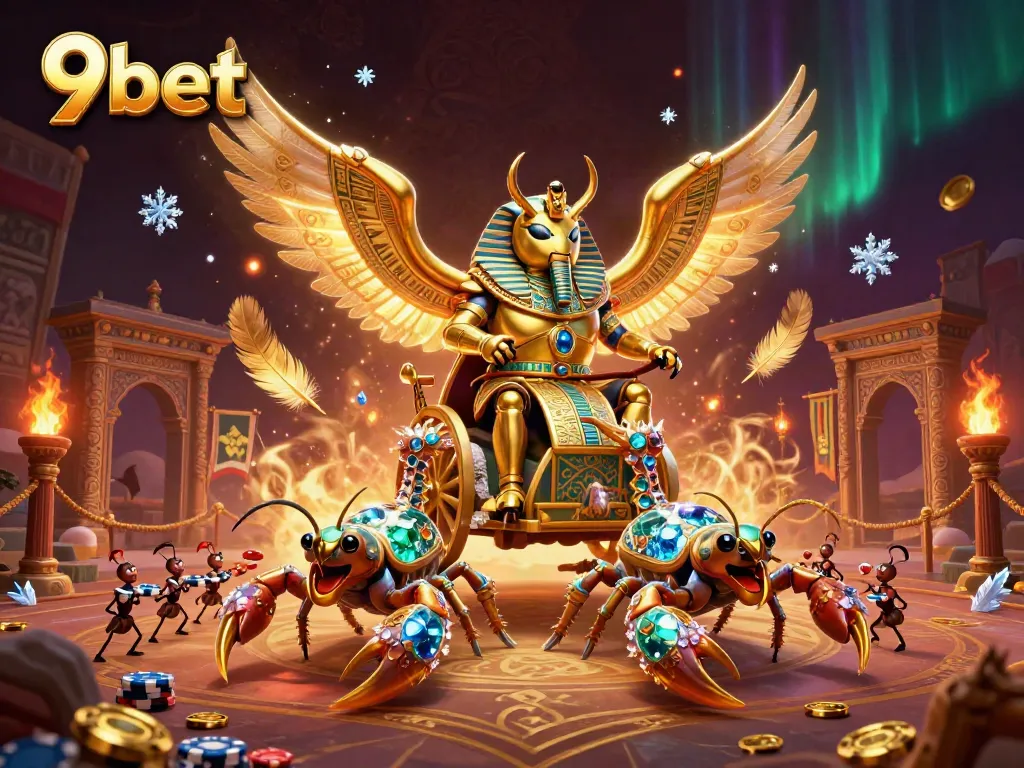 Experience thrilling wins at 9bet with a vibrant 3D casino scene featuring unique characters and energetic elements.