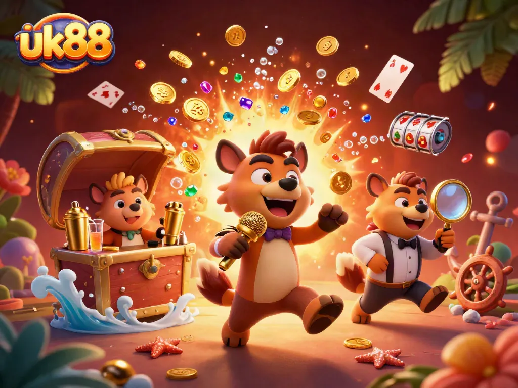 Join the fun at uk88's lively casino club, where hyenas mix drinks and tell jokes!