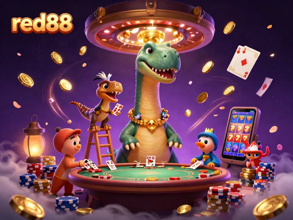 Experience excitement with red88 in this vibrant casino scene featuring dynamic gaming elements.