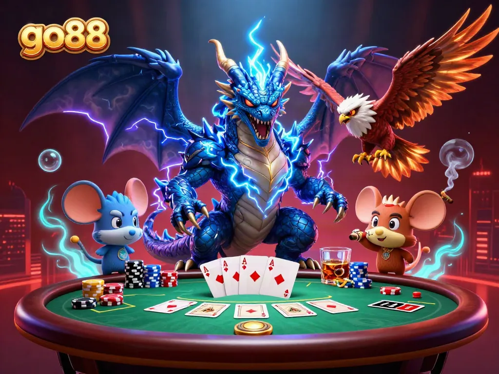 Experience high-stakes excitement with go88 as a thunder dragon and fierce hawk dominate the casino scene.