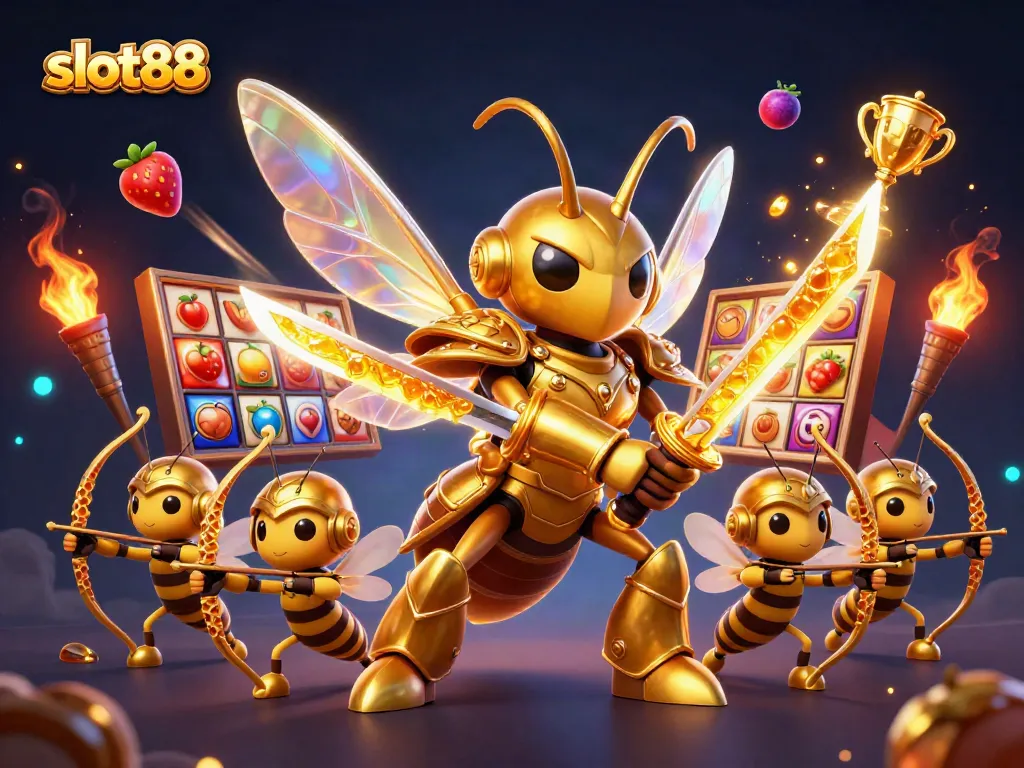 Engage with slot88's vibrant 3D illustration showcasing dynamic gaming elements and characters.