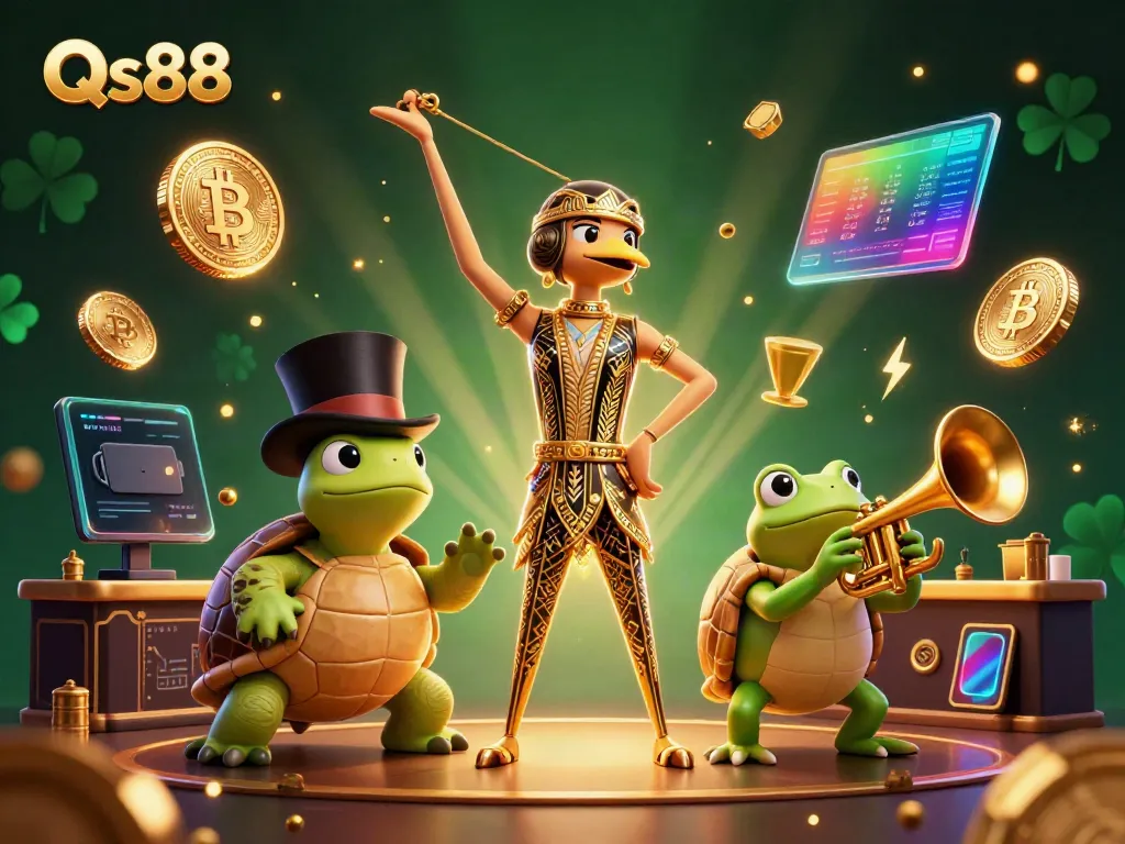 Engage with Qs88 gameplay, featuring vibrant 3D characters and rich casino elements in an immersive digital environment.