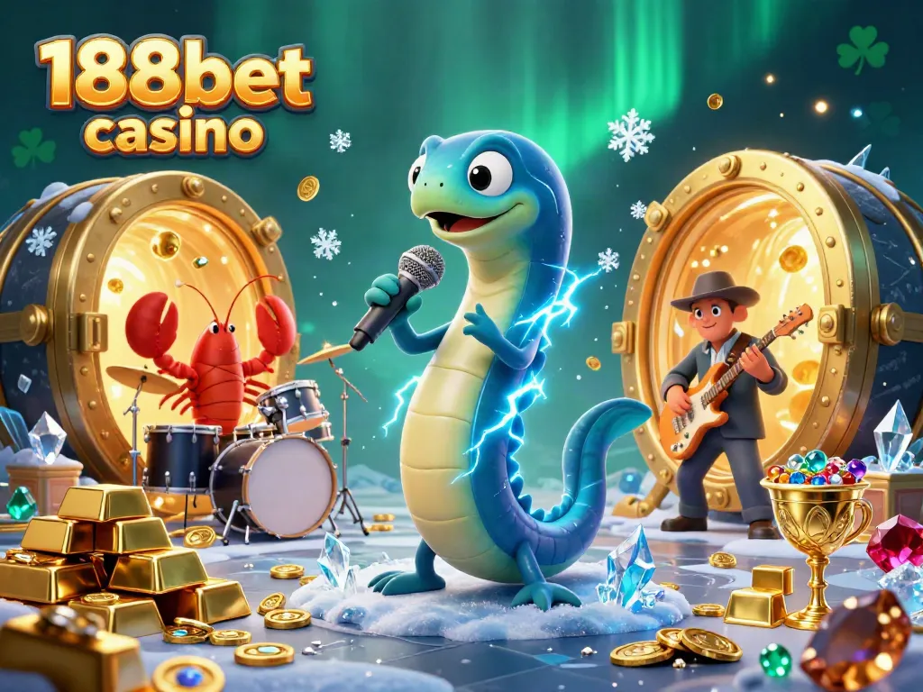 Experience the vibrant 188bet casino atmosphere with a lively DJ performance and treasure elements.