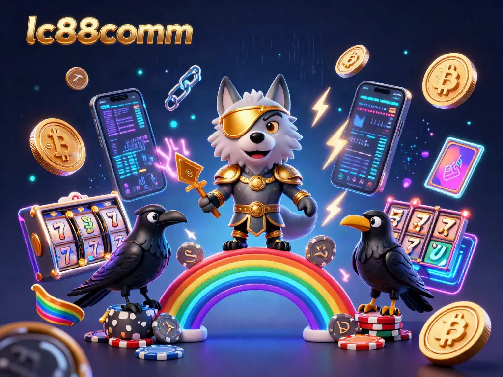 lc88comm players enjoying 3D digital slots experience with Odin and ravens amidst vibrant crypto-themed visuals