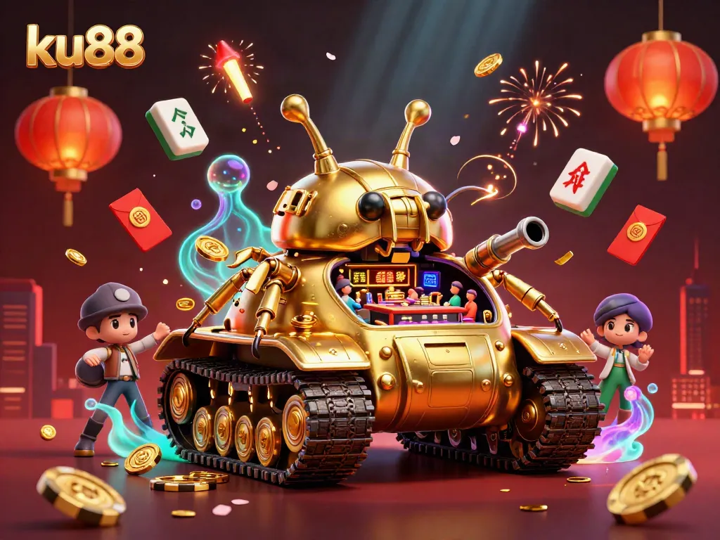 Experience thrilling gameplay at ku88 with a massive golden beetle tank casino bursting with excitement.