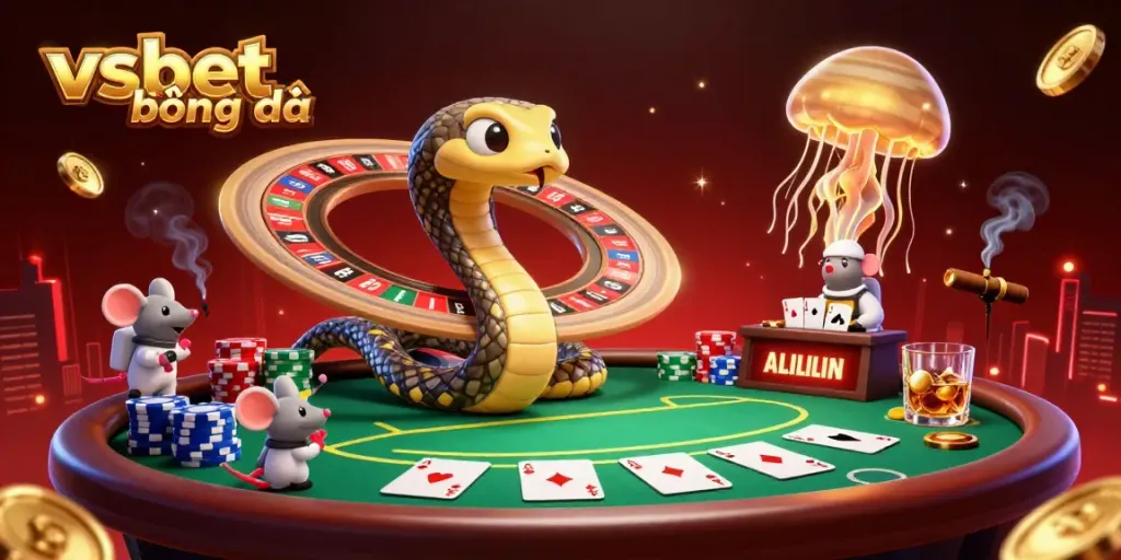 Experience vibrant betting action at vsbet bóng đá with a cosmic twist, featuring interactive characters and casino elements.