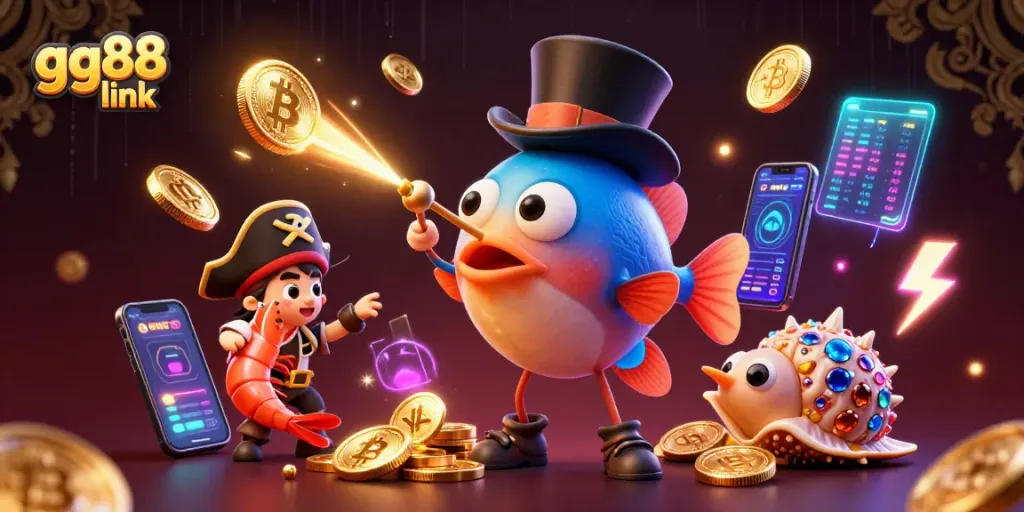 Engage in thrilling gameplay with gg88 link, featuring glowing coins and vibrant underwater characters.